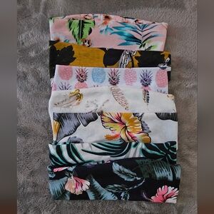 Floral and Leaf Patterned Headbands Set Of 7